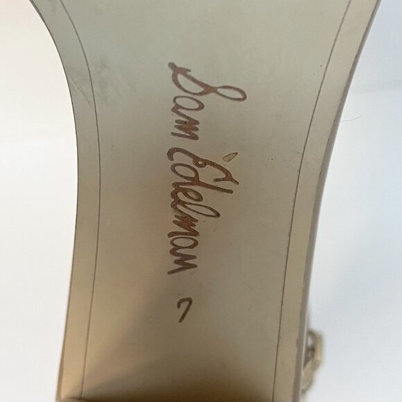 Sam Edelman Yaro Size 7 Classic Nude Ankle Strap Sandal Heel - Picture 7 of 8